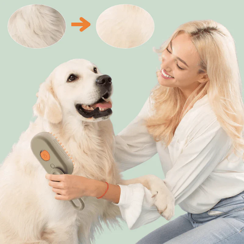 VapoPet – Cepillo 3 en 1 con Vapor Suave para Mascotas