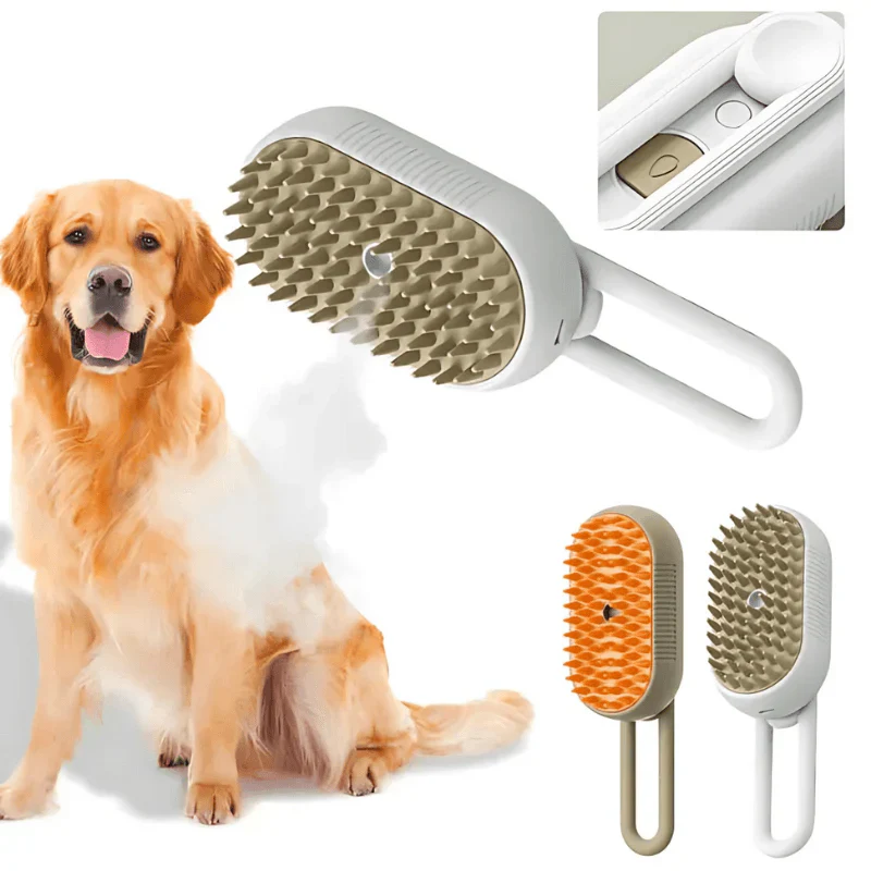 VapoPet – Cepillo 3 en 1 con Vapor Suave para Mascotas